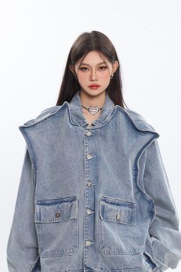 Asymmetric Design Denim Jacket