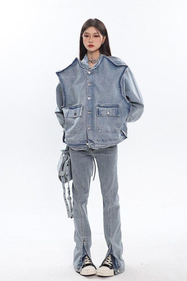 Asymmetric Design Denim Jacket