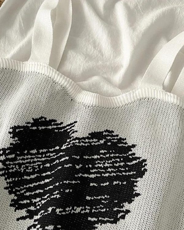 Asymmetric Heart Knitted Crop Top