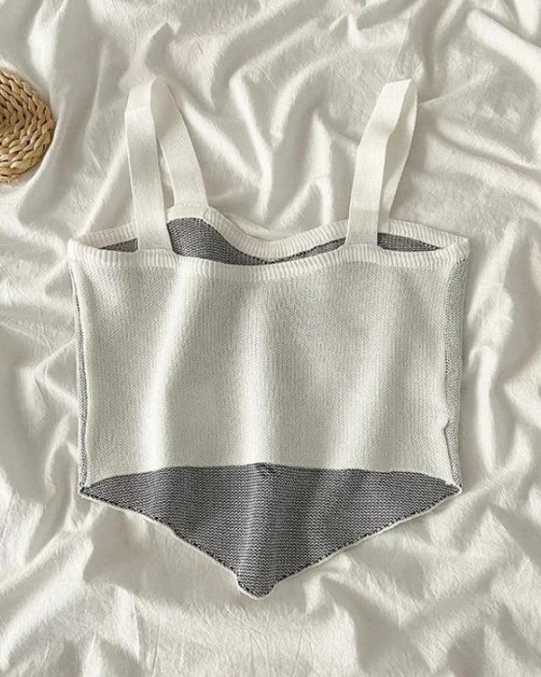 Asymmetric Heart Knitted Crop Top