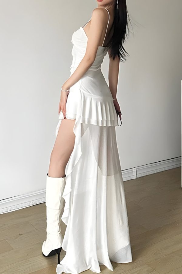 Asymmetric Mesh Mini Dress