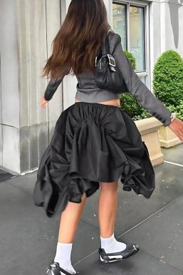Asymmetric Ruched Mini Skirt