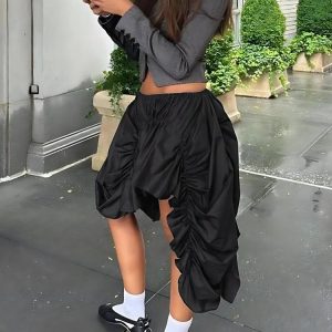 Asymmetric Ruched Mini Skirt