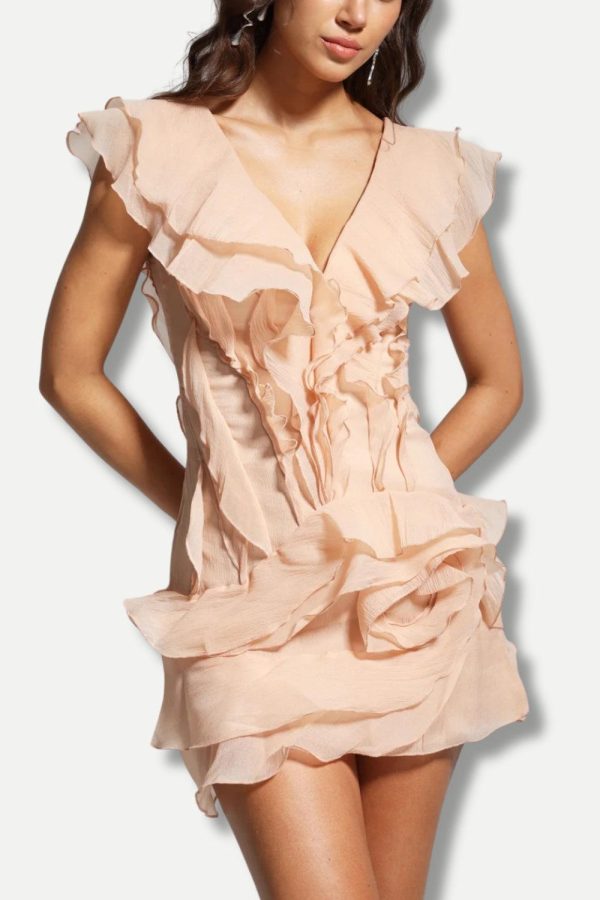 Asymmetric Ruffled Mini Dress
