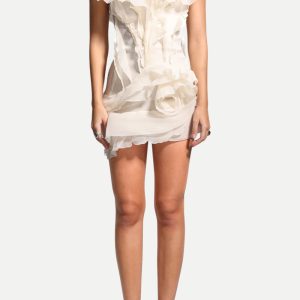 Asymmetric Ruffled Mini Dress