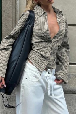 Back Tie Plaid Shirt