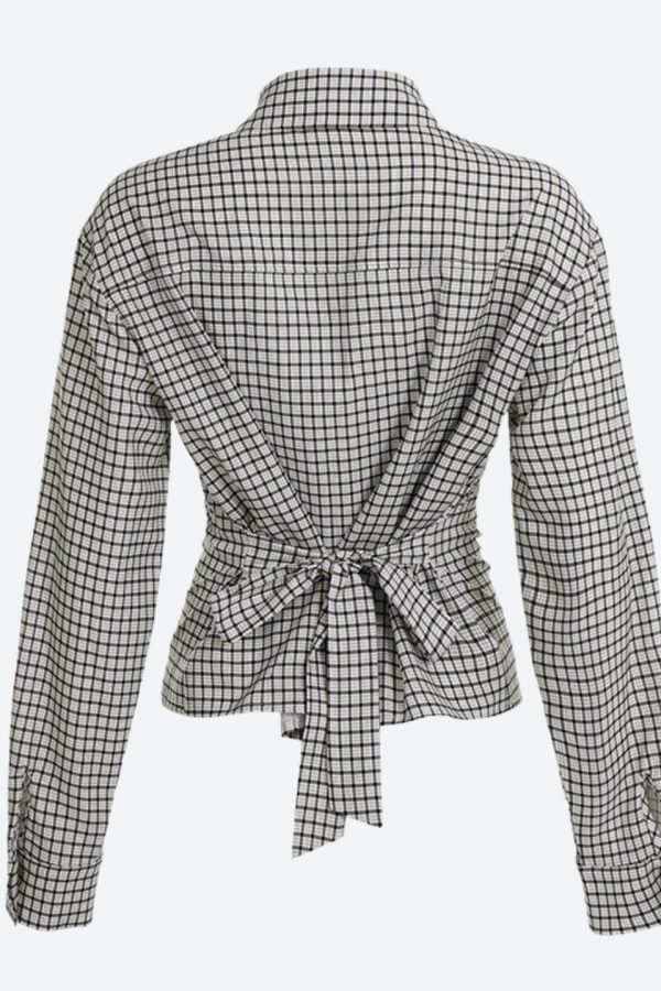 Back Tie Plaid Shirt