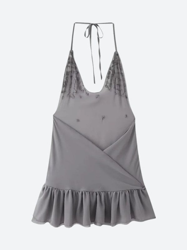 Backless Button Mini Dress