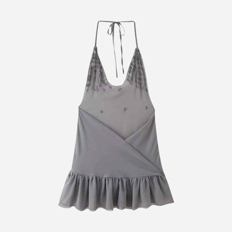 Backless Button Mini Dress Backless Button Mini Dress