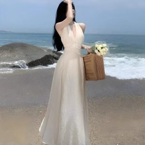 Backless Halter Neck Maxi Dress