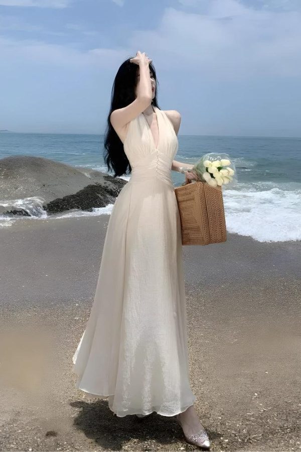 Backless Halter Neck Maxi Dress