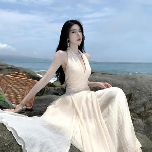 Backless Halter Neck Maxi Dress