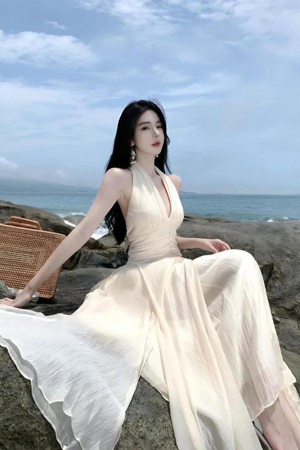 Backless Halter Neck Maxi Dress