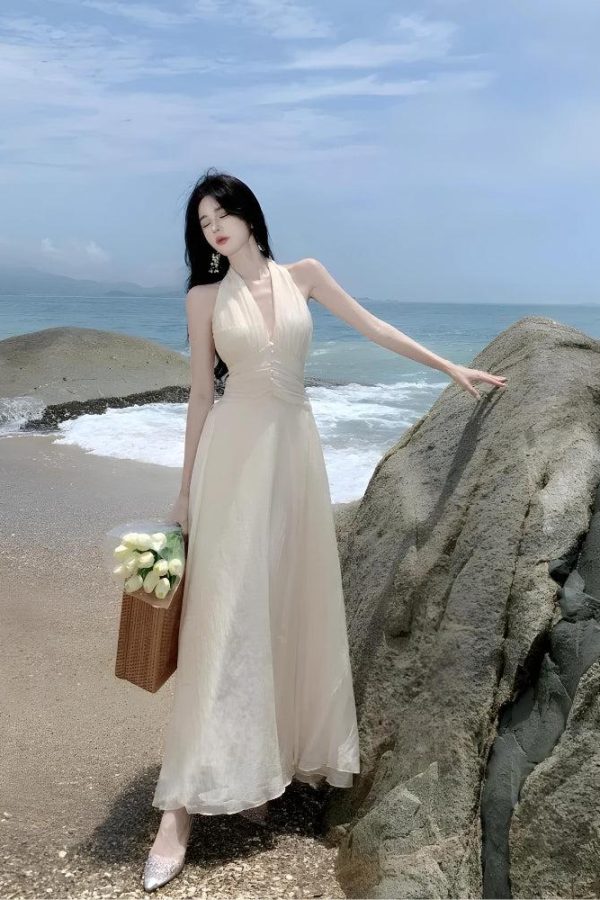 Backless Halter Neck Maxi Dress