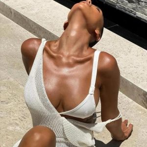 Backless Slit Crochet Maxi Dress