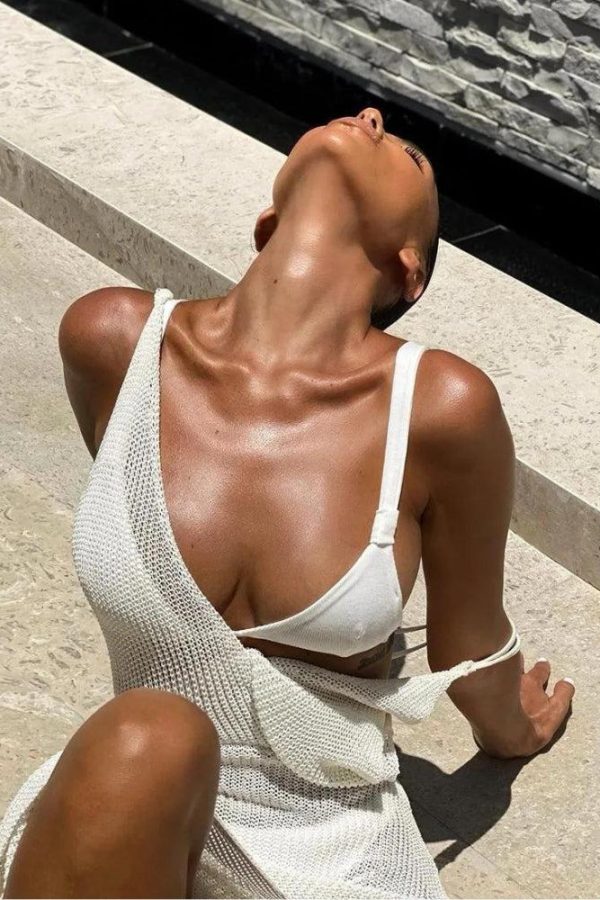 Backless Slit Crochet Maxi Dress