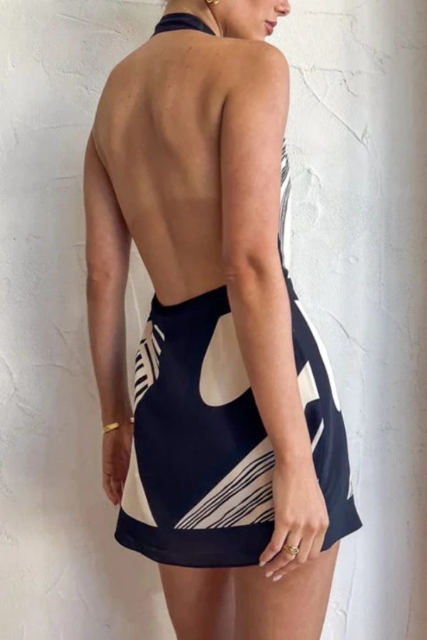 Backless Wrap Front Mini Dress