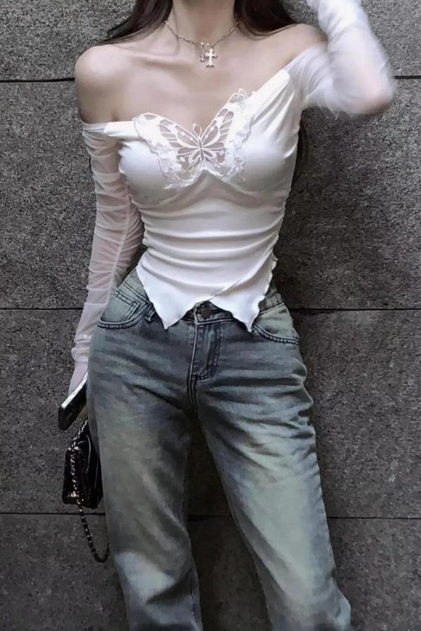 Baddie Butterfly Off Shoulder Top