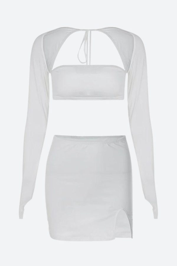 Baddie Crop Top & Slit Mini Skirt Two Piece Set