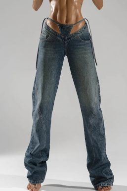 Baddie Cut Out Low Rise Denim Jeans