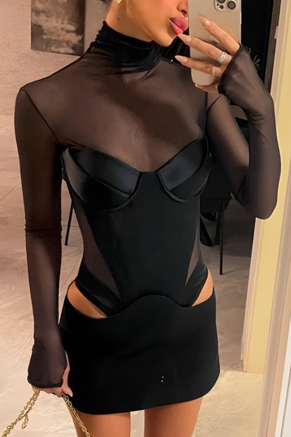 Baddie Cut Out Sheer Mini Dress
