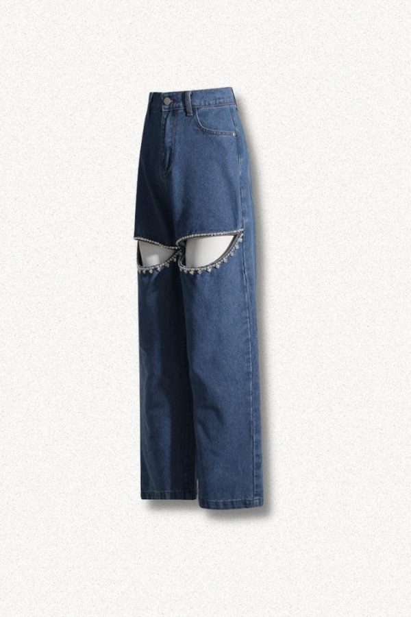 Baddie Embellished Cut-Out Jeans