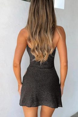 Baddie Glitter High Slit Mini Dress
