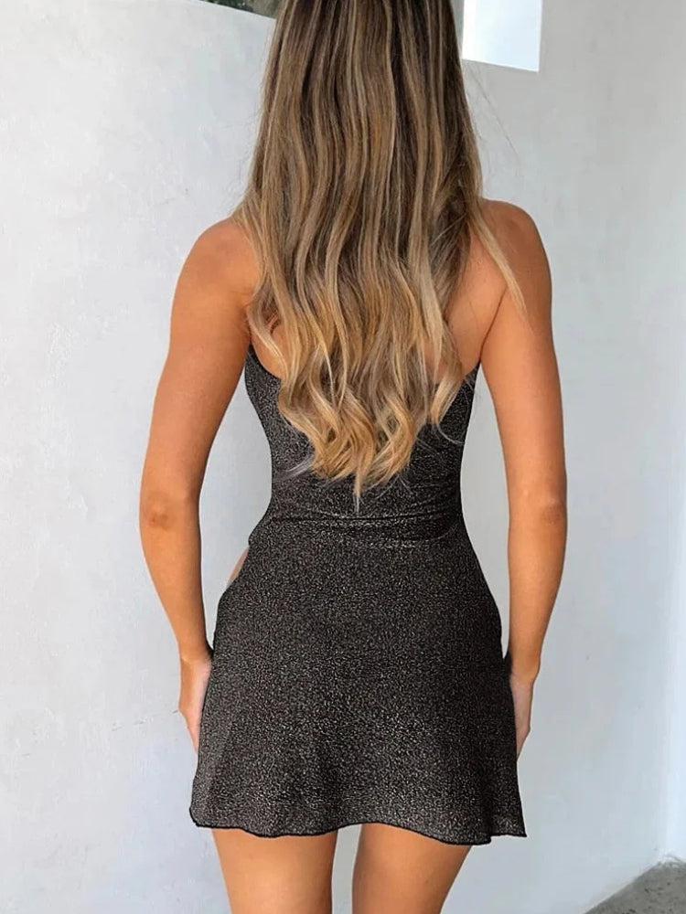 Baddie Glitter High Slit Mini Dress Baddie Glitter High Slit Mini Dress