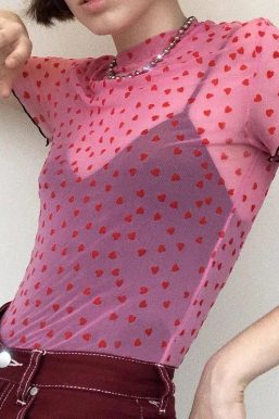 Baddie Heart Mesh Crop Top