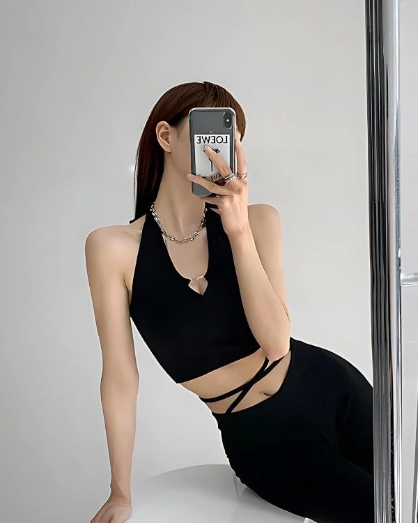 Baddie Heart Ring Halter Top