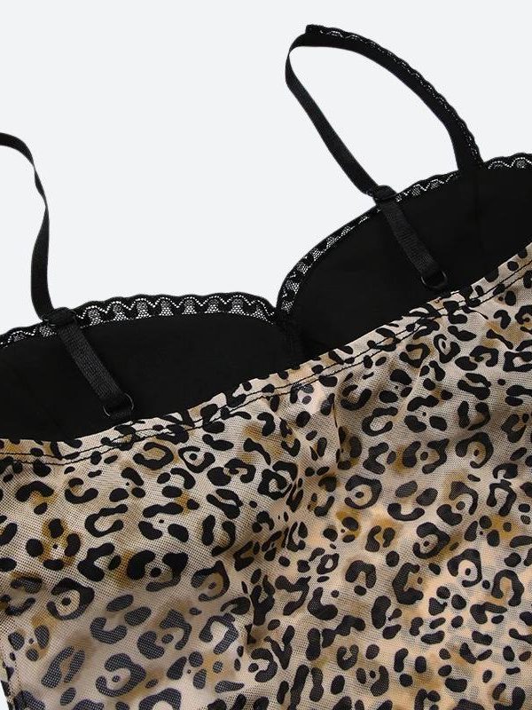 Baddie Leopard Mesh Top