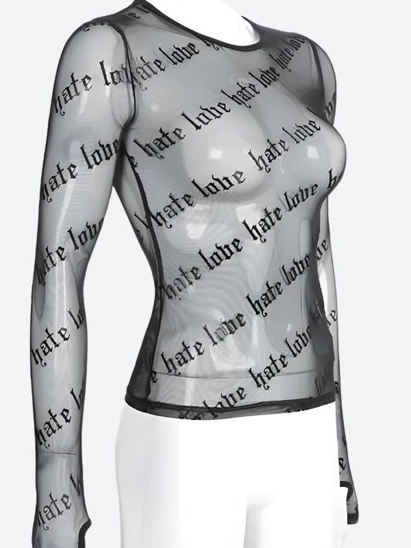 Baddie Love Hate Sheer Mesh Top