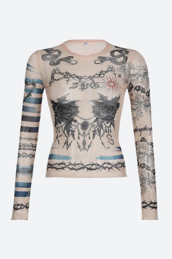 Baddie Mesh Tattoo Top