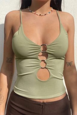 Baddie O-Ring Plunge Neck Top