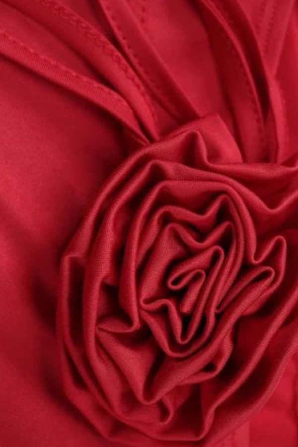 Baddie Rose Asymmetric Off Shoulder Top