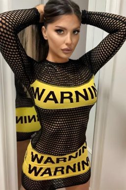 Baddie Warning Fishnet Mini Dress