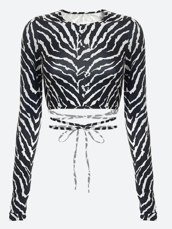 Baddie Zebra Backless Crop Top