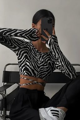 Baddie Zebra Backless Crop Top
