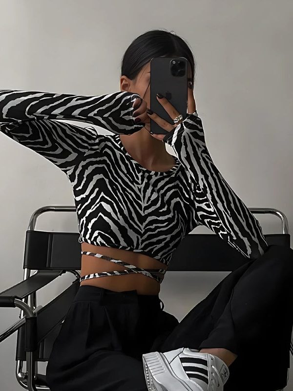 Baddie Zebra Backless Crop Top