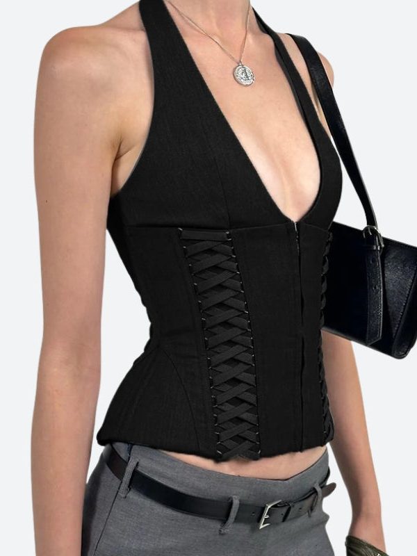 Baddie Zip Up Halter Top