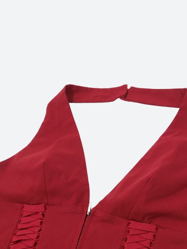 Baddie Zip Up Halter Top