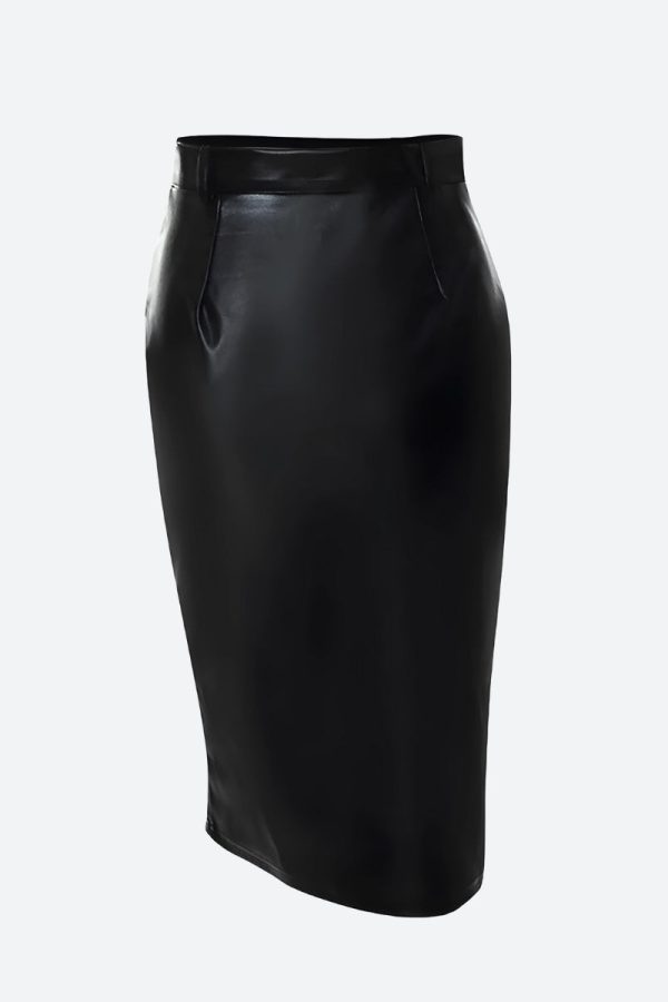 Baddie Zip Up Slit Midi Pencil Skirt