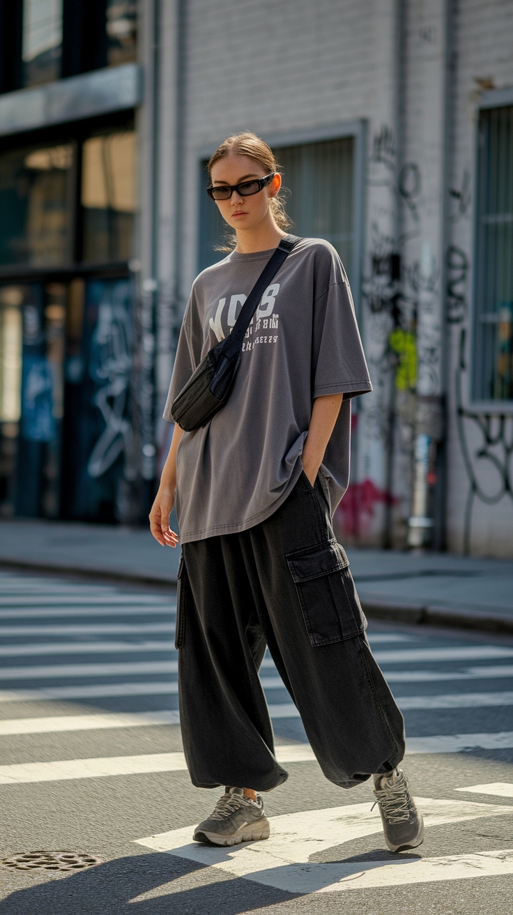 How to Style a Baggy Black Cargo Pants Outfit outfit idea