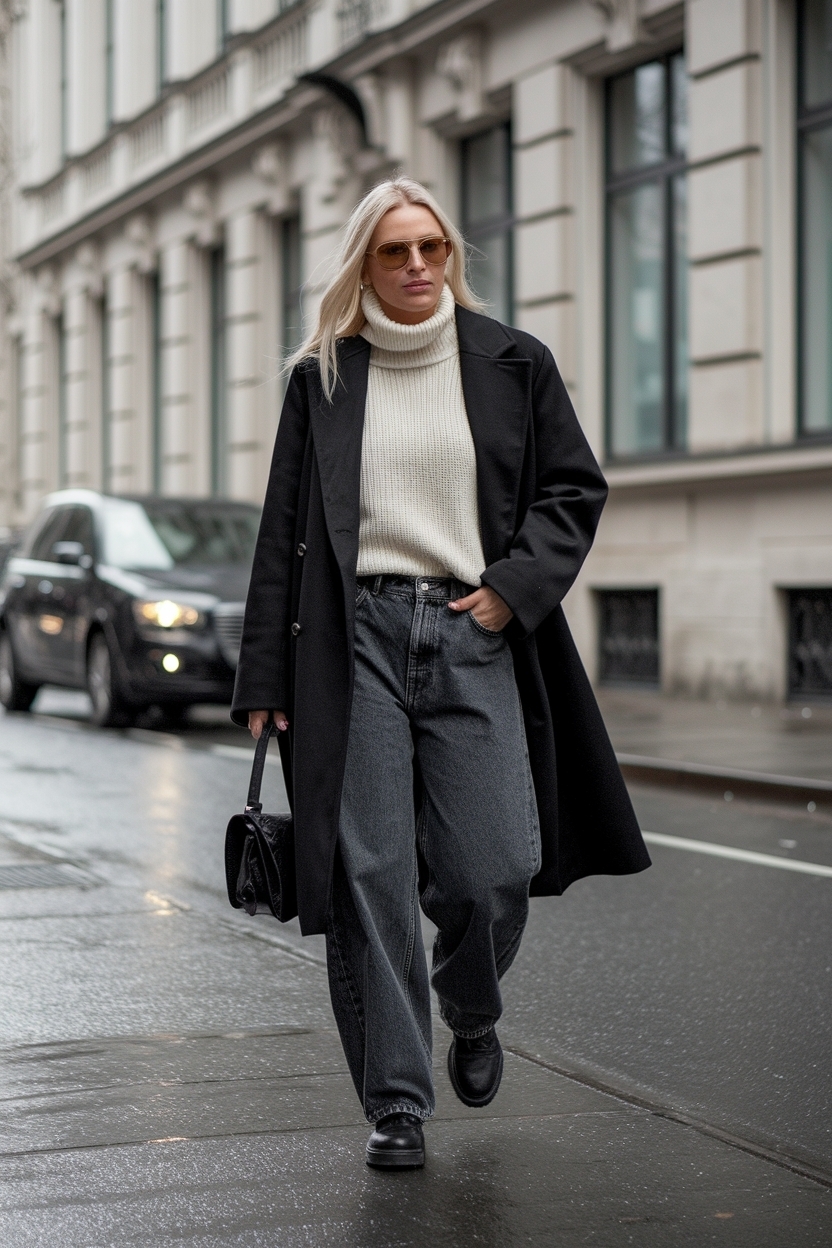 Baggy Black Jeans Outfit Winter: Effortless Cool outfit idea