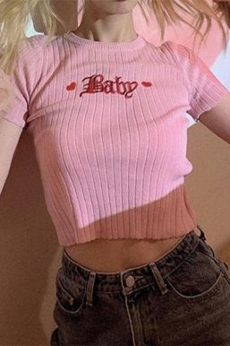 Barbie Embroidered Crop Top