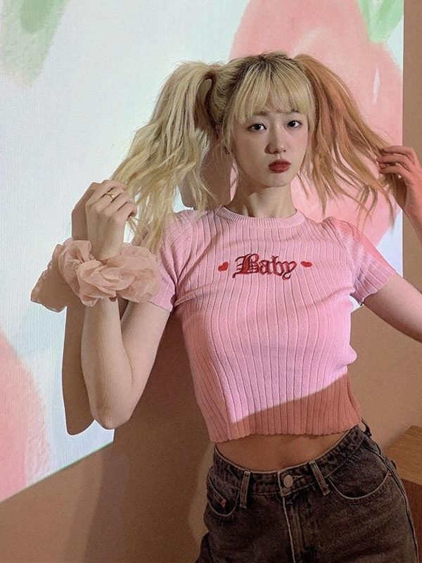 Barbie Embroidered Crop Top