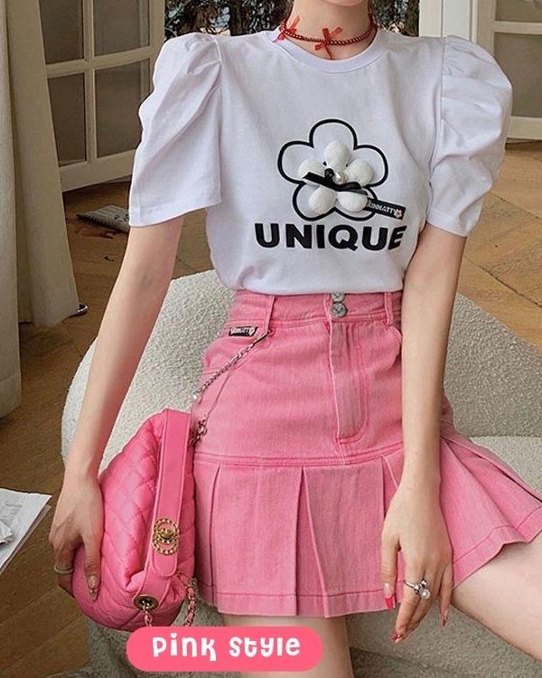 Barbie Pleated Denim Mini Skirt