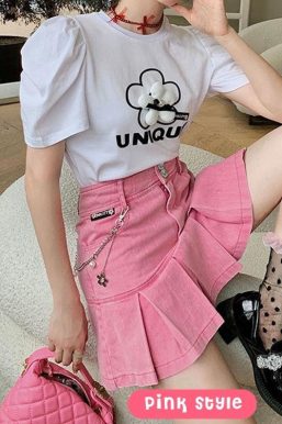 Barbie Pleated Denim Mini Skirt