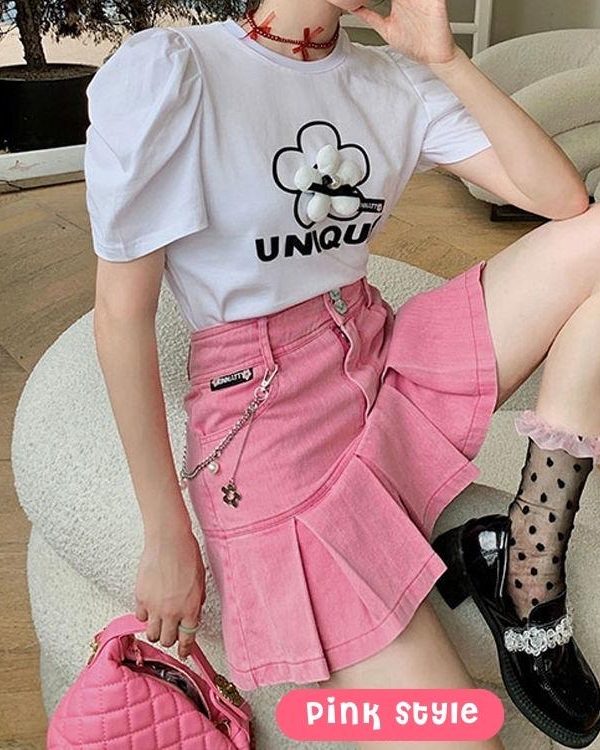 Barbie Pleated Denim Mini Skirt