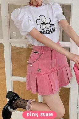 Barbie Pleated Denim Mini Skirt